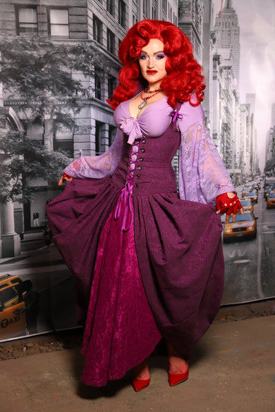 Queenie Corseted Coat with PETITE Vixen Base in Ultra-Violet Floral #64 - The "Menis to Sasiete" Collection