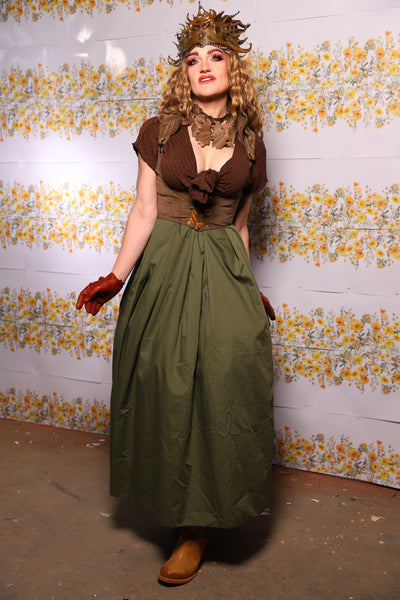 61. Tulip Skirt In Fern Green Cotton - The Leave It To Beaver Collection