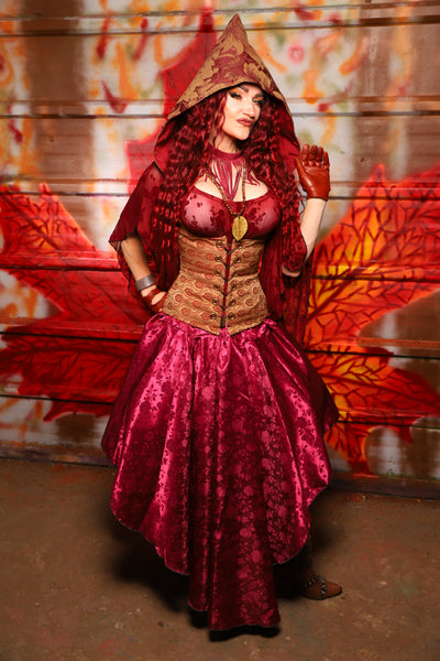 14. Crescent Skirt in Merlot Rose Satin - The Sensual Solstice Collection
