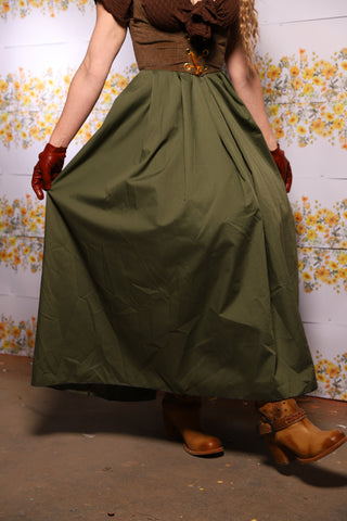 61. Tulip Skirt In Fern Green Cotton - The Leave It To Beaver Collection