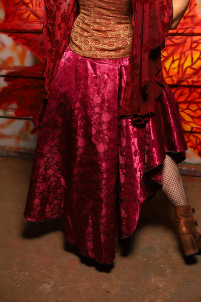 14. Crescent Skirt in Merlot Rose Satin - The Sensual Solstice Collection