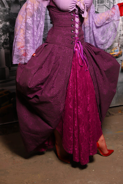 Queenie Corseted Coat with PETITE Vixen Base in Ultra-Violet Floral #64 - The "Menis to Sasiete" Collection