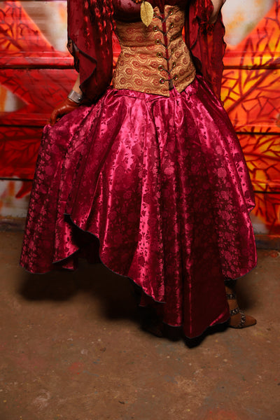 14. Crescent Skirt in Merlot Rose Satin - The Sensual Solstice Collection