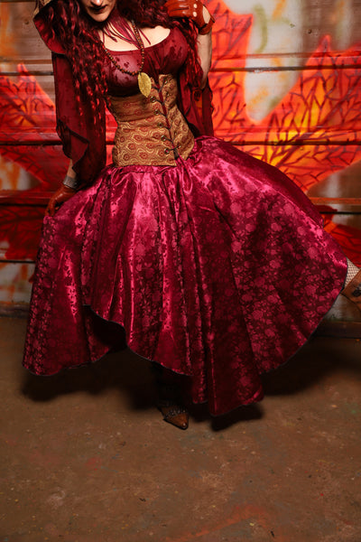 14. Crescent Skirt in Merlot Rose Satin - The Sensual Solstice Collection