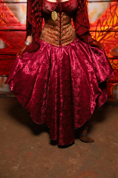 14. Crescent Skirt in Merlot Rose Satin - The Sensual Solstice Collection
