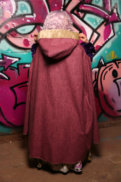 Forbidden Cloak w/Faux Fur Lined Hood in Rustic Raspberry #20 - The Orchid Oracle Collection