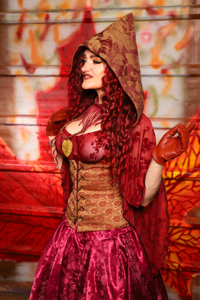 19. Petite Vixen in Garnet & Gold Tapestry/ Hooded Varient - The Sensual Solstice Collection