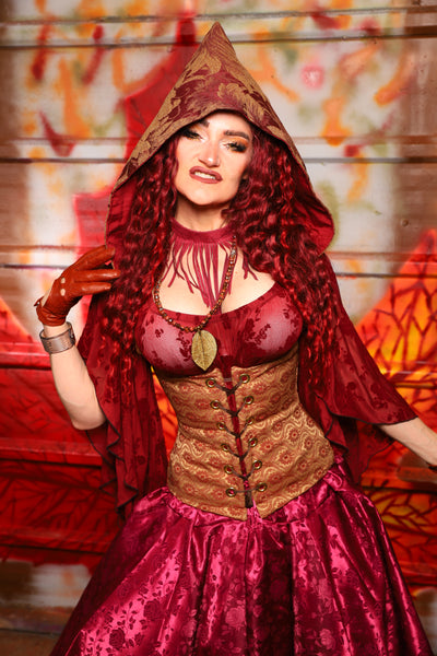 19. Petite Vixen in Garnet & Gold Tapestry/ Hooded Varient - The Sensual Solstice Collection