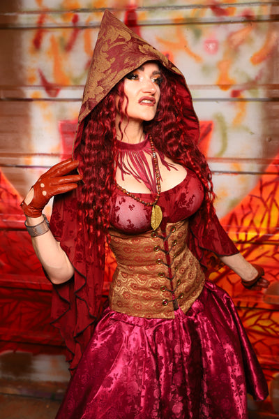 19. Petite Vixen in Garnet & Gold Tapestry/ Hooded Varient - The Sensual Solstice Collection
