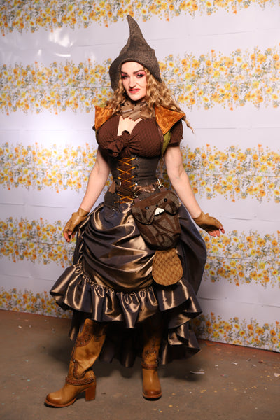 56. Swoon Skirt With Ruffle In Twig Taffeta - The Leave It To Beaver Collection