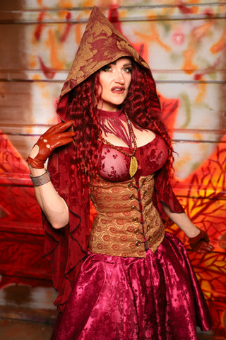 19. Petite Vixen in Garnet & Gold Tapestry/ Hooded Varient - The Sensual Solstice Collection