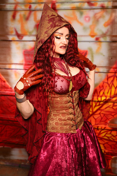 19. Petite Vixen in Garnet & Gold Tapestry/ Hooded Varient - The Sensual Solstice Collection