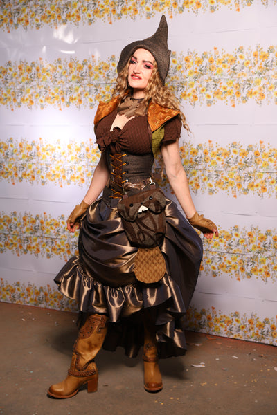 56. Swoon Skirt With Ruffle In Twig Taffeta - The Leave It To Beaver Collection