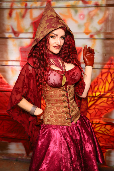 19. Petite Vixen in Garnet & Gold Tapestry/ Hooded Varient - The Sensual Solstice Collection