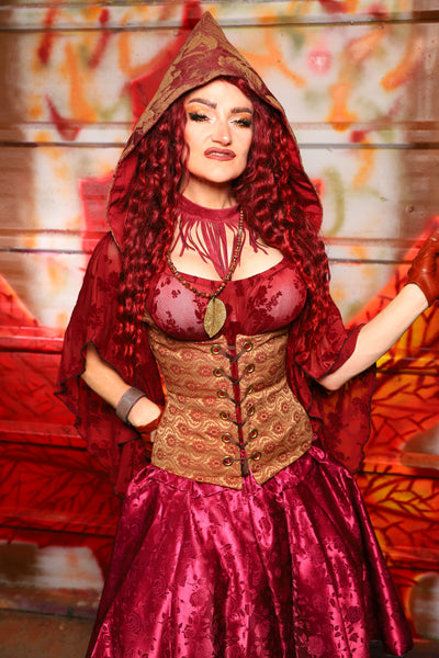 19. Petite Vixen in Garnet & Gold Tapestry/ Hooded Varient - The Sensual Solstice Collection
