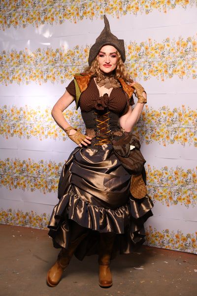 56. Swoon Skirt With Ruffle In Twig Taffeta - The Leave It To Beaver Collection