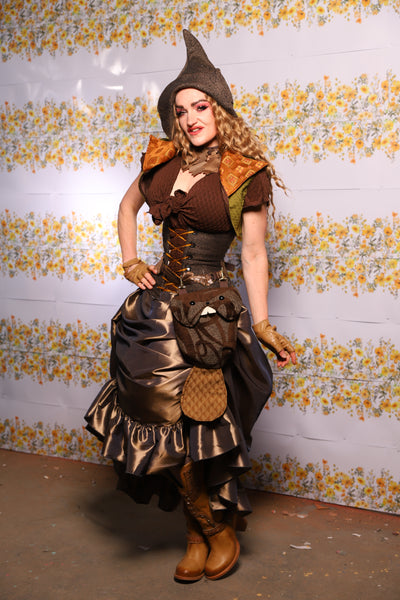 56. Swoon Skirt With Ruffle In Twig Taffeta - The Leave It To Beaver Collection