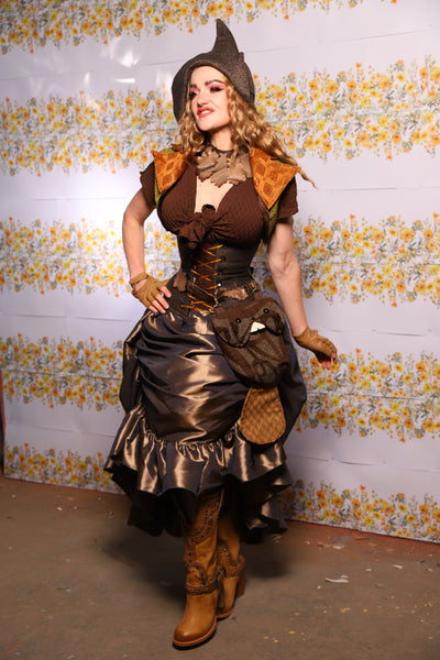 56. Swoon Skirt With Ruffle In Twig Taffeta - The Leave It To Beaver Collection