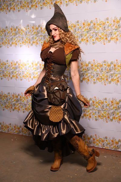 56. Swoon Skirt With Ruffle In Twig Taffeta - The Leave It To Beaver Collection
