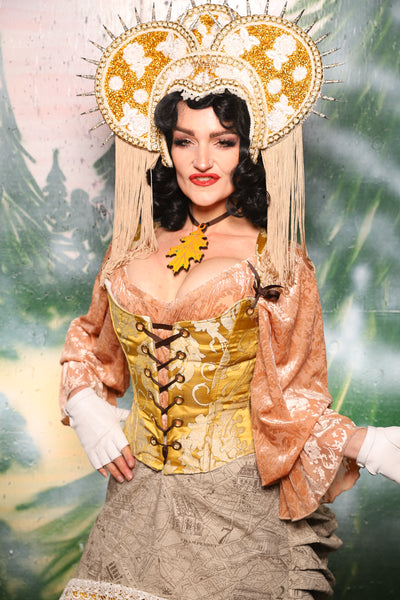 Maiden Petite Corset in Belle Gold Damask - Day 11 of 12 Days of Damsel Christmas 2025