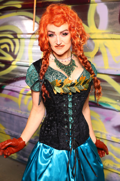 Marie Overbust Corset in Black Brushstroke - Day 19 of "Celebrating 22 Years of Damsel"