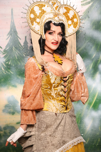 Maiden Petite Corset in Belle Gold Damask - Day 11 of 12 Days of Damsel Christmas 2025