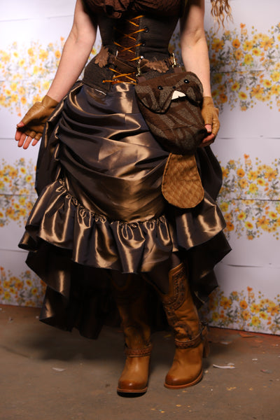 56. Swoon Skirt With Ruffle In Twig Taffeta - The Leave It To Beaver Collection