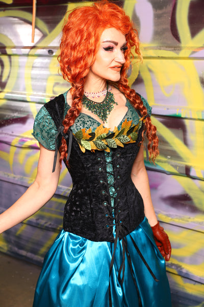 Marie Overbust Corset in Black Brushstroke - Day 19 of "Celebrating 22 Years of Damsel"