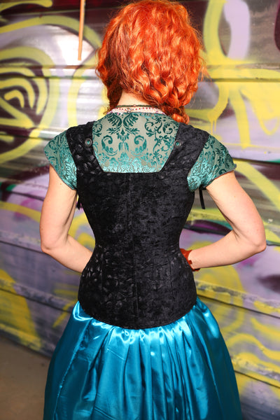 Marie Overbust Corset in Black Brushstroke - Day 19 of "Celebrating 22 Years of Damsel"