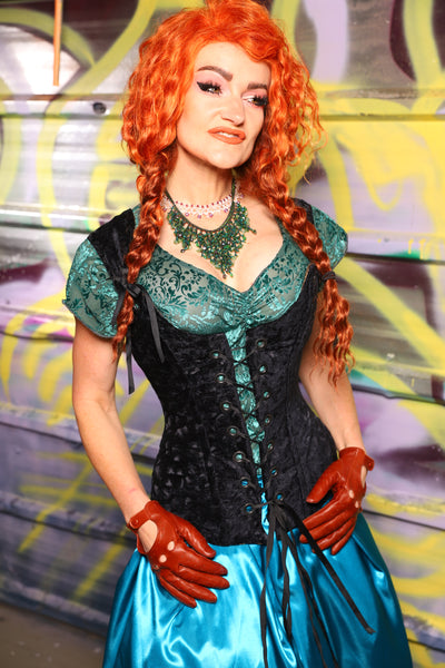 Marie Overbust Corset in Black Brushstroke - Day 19 of "Celebrating 22 Years of Damsel"