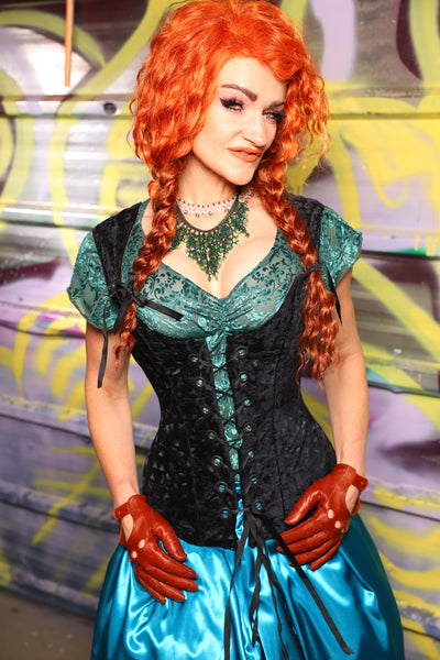 Marie Overbust Corset in Black Brushstroke - Day 19 of "Celebrating 22 Years of Damsel"