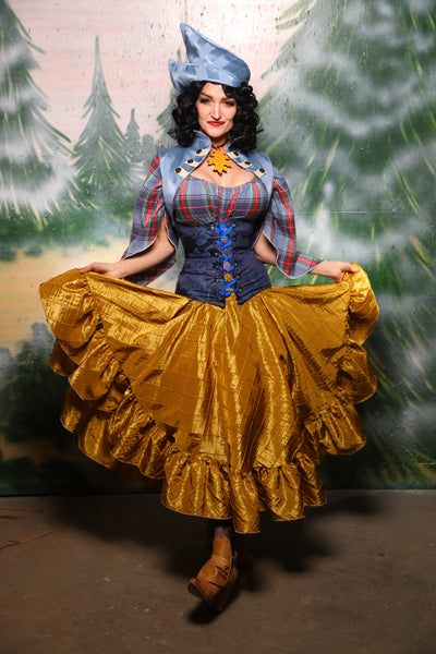 Crescent skirt w/ruffle in Gold Pintuck - Day 8 of 12 Days of Christmas