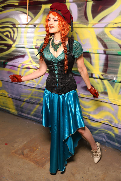 Crescent Skirt in Turquoise Satin - Day 19 of "Celebrating 22 Years of Damsel"
