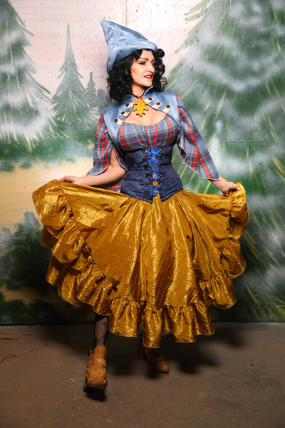Crescent skirt w/ruffle in Gold Pintuck - Day 8 of 12 Days of Christmas