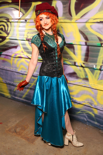 Crescent Skirt in Turquoise Satin - Day 19 of "Celebrating 22 Years of Damsel"