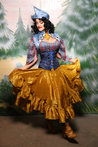 Crescent skirt w/ruffle in Gold Pintuck - Day 8 of 12 Days of Christmas