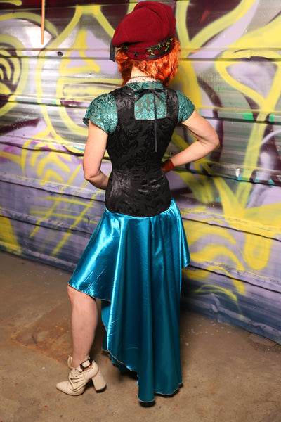 Crescent Skirt in Turquoise Satin - Day 19 of "Celebrating 22 Years of Damsel"