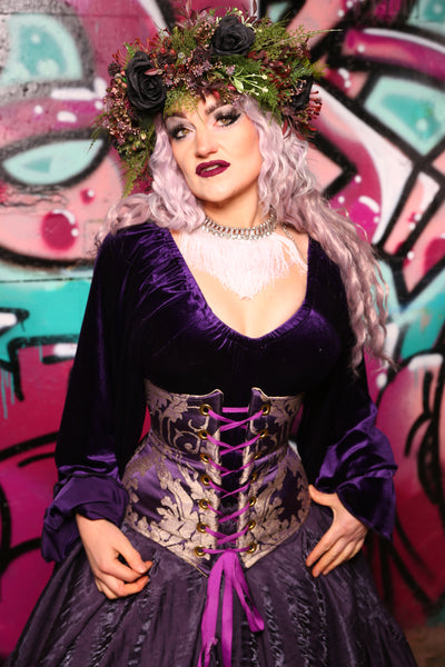 Wench Corset In Royalty Damask #46 - The Orchid Oracle Collection