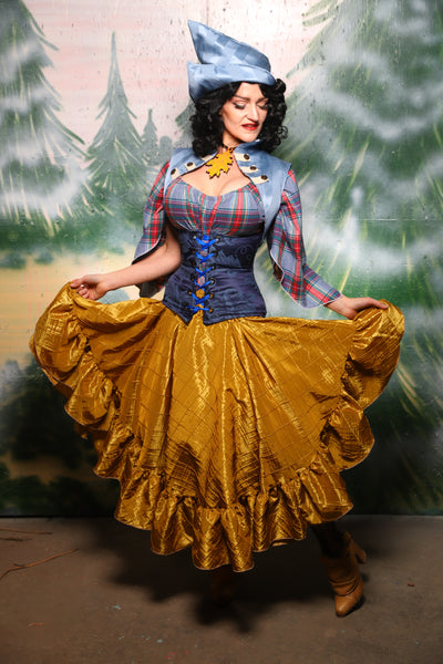 Crescent skirt w/ruffle in Gold Pintuck - Day 8 of 12 Days of Christmas