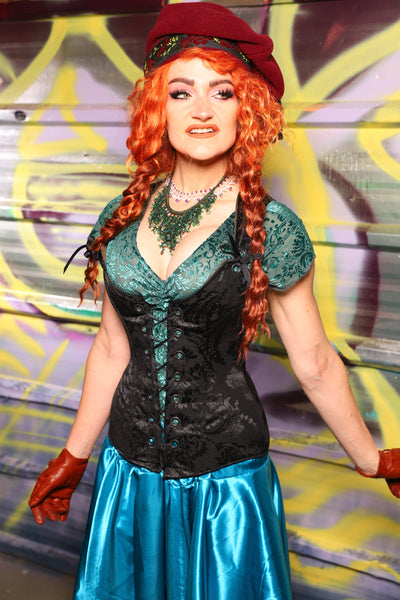 Marie Overbust Corset in Pitch Black Medallion - Day 19 of "Celebrating 22 Years of Damsel"