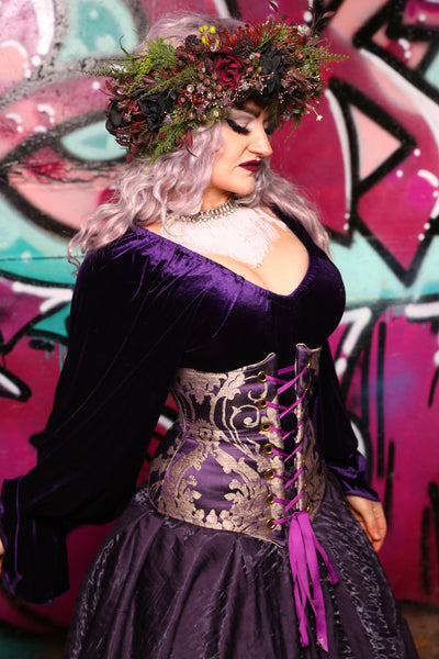 Wench Corset In Royalty Damask #46 - The Orchid Oracle Collection