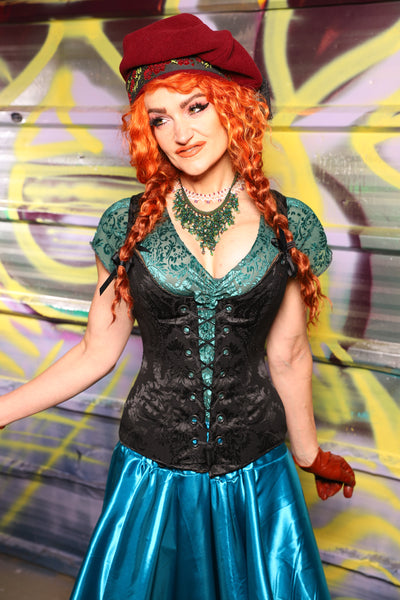 Marie Overbust Corset in Pitch Black Medallion - Day 19 of "Celebrating 22 Years of Damsel"