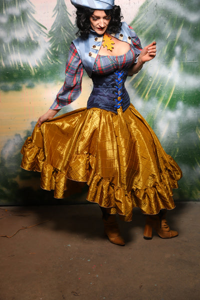 Crescent skirt w/ruffle in Gold Pintuck - Day 8 of 12 Days of Christmas