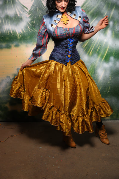 Crescent skirt w/ruffle in Gold Pintuck - Day 8 of 12 Days of Christmas