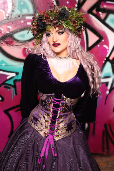 Wench Corset In Royalty Damask #46 - The Orchid Oracle Collection