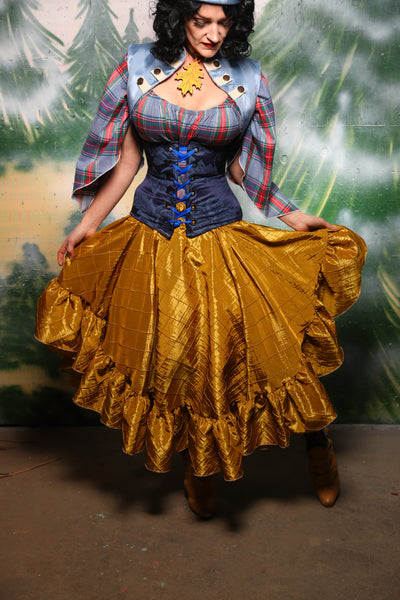 Crescent skirt w/ruffle in Gold Pintuck - Day 8 of 12 Days of Christmas