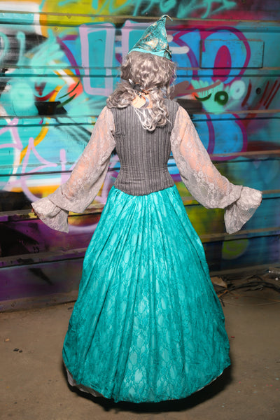 26. Double Layer Tulip in Aqua Satin w/Tiffany Blue Lace Overlay - The "Love at Frost Sight" Collection