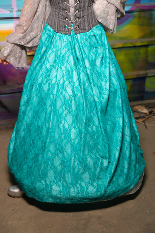 26. Double Layer Tulip in Aqua Satin w/Tiffany Blue Lace Overlay - The "Love at Frost Sight" Collection