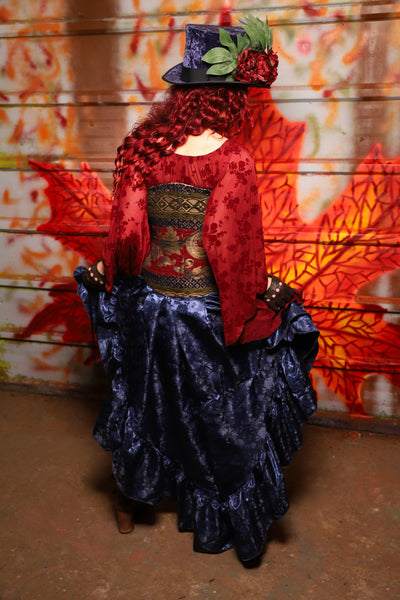 05. Arrow Skirt w/ruffle in Indigo Rose Satin - The Sensual Solstice Collection