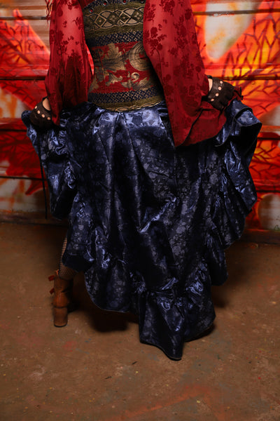 05. Arrow Skirt w/ruffle in Indigo Rose Satin - The Sensual Solstice Collection